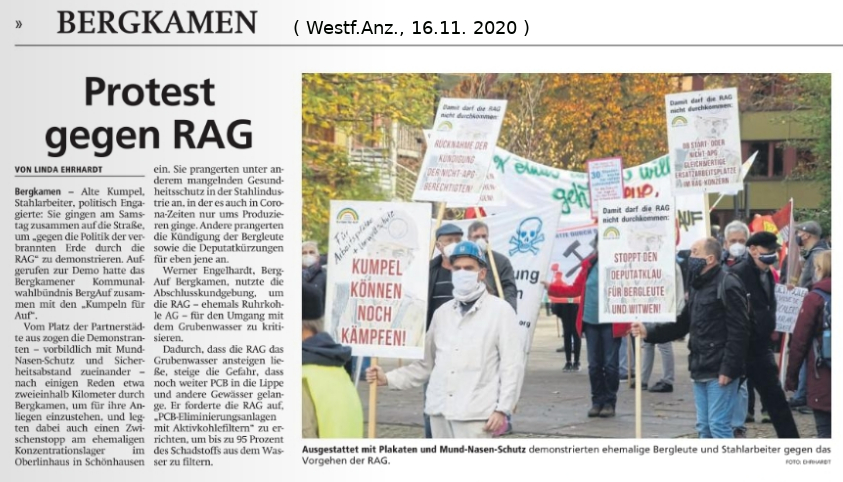 WestfAnz zu Umwelt Demo am 14.11.20 in Bergkamen gegen Zechenflutung